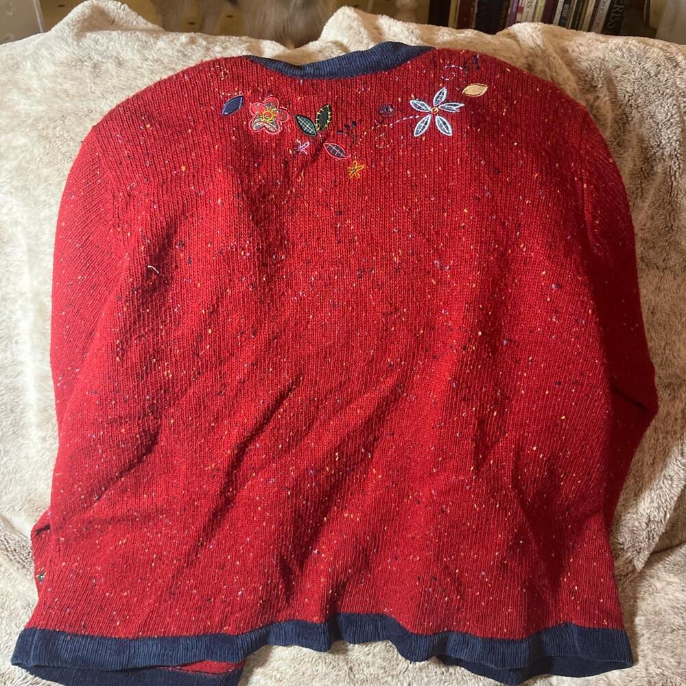 Koret Vintage Plus Size Wool Blend Embroidery Cardigan - Picture 3 of 3